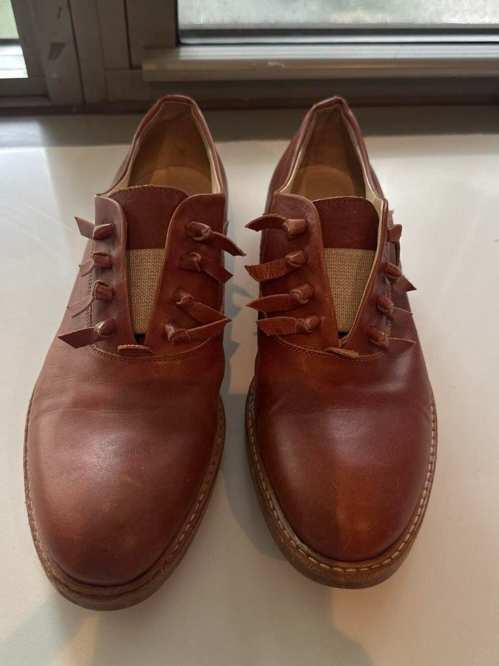 Brown Leather Lace Up Oxfords US 9 Vintage